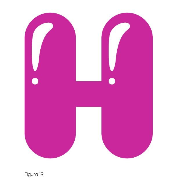 Isotipo de Huchito: una H magenta con brillos