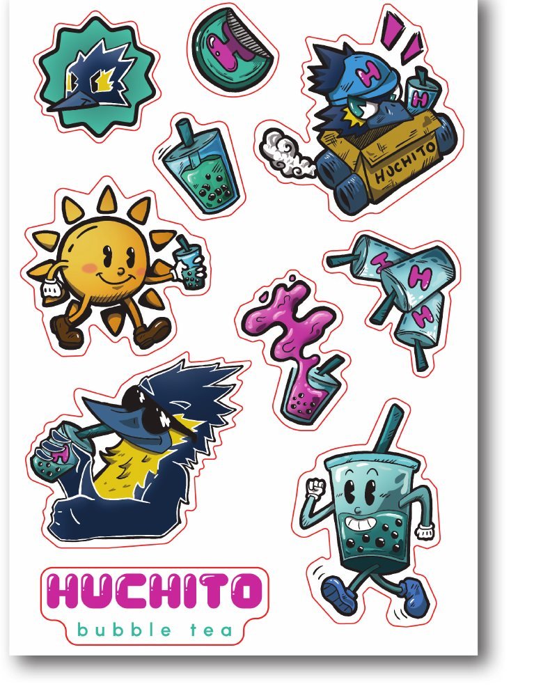 Lámina de pegatinas de edición limitada con Huchi