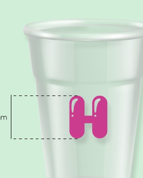 Vaso reutilizable con la H serigrafiada
